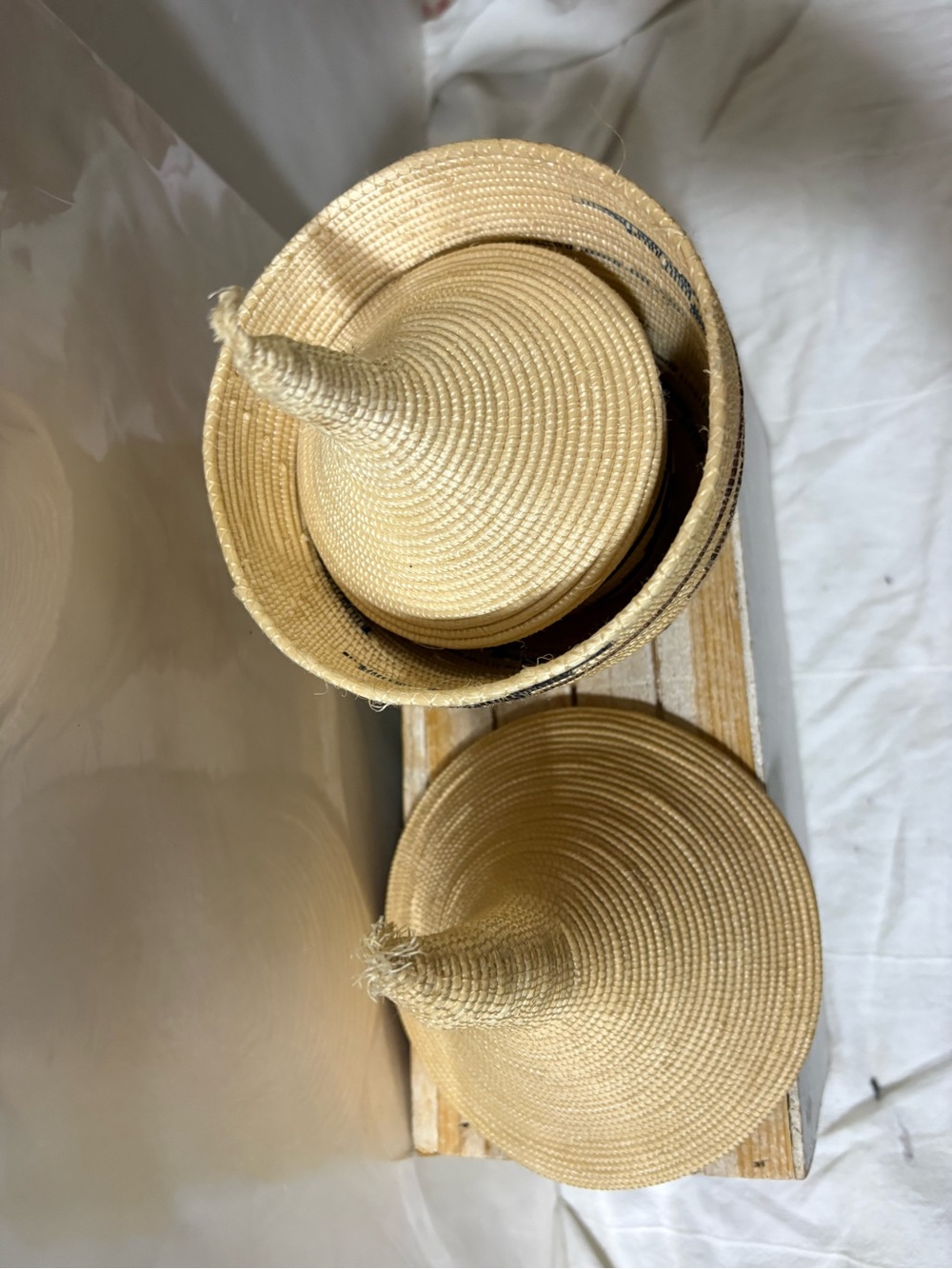 Rwandan Tutsi Style Nesting Baskets Set of 3 Tallest 10” Smallest 6” - Picture 6 of 7